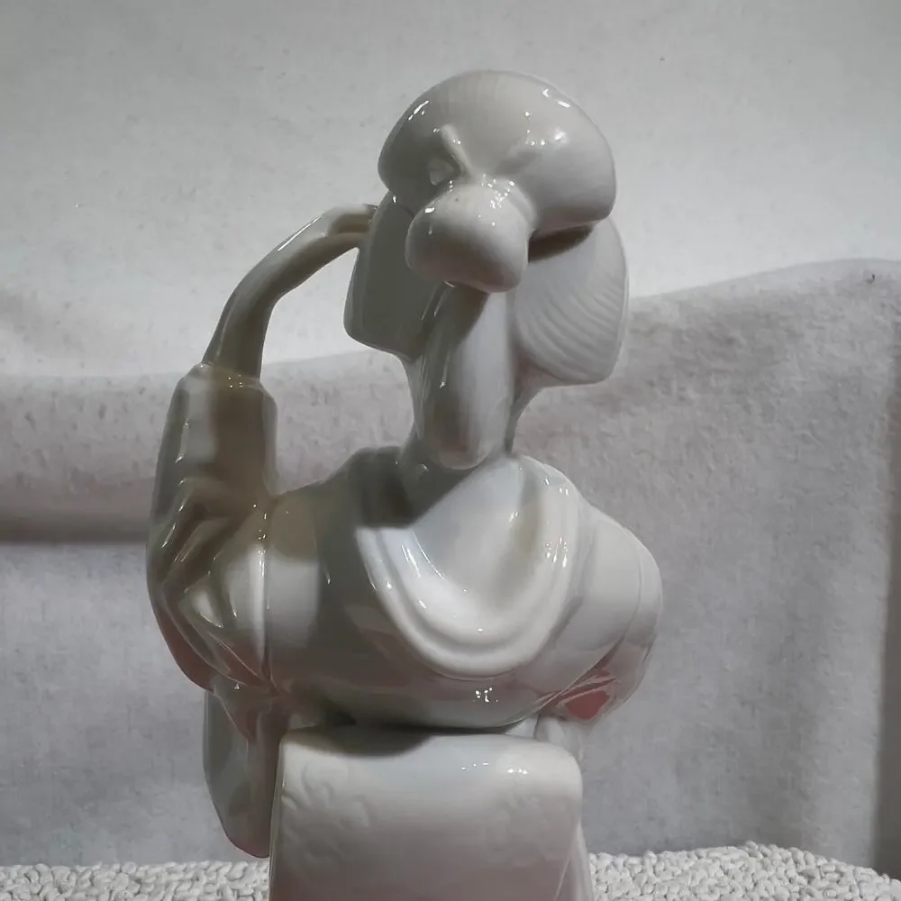 Toyo Japan Japanese Lady Ceramic Geisha Girl Figurine White Vintage Kimono Dance